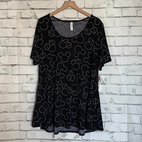 NWT LulaRoe Disney Perfect Tee Mickey Minnie Silhouette Black White Print XS - Picture 1 of 7